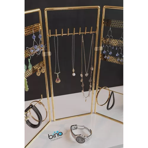 Elegant Gold Metal Jewelry Stand Organizer, 40x4x45 cm