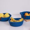 Handmade Cotton Basket Set (3 Pieces), Blue, 15x15x6 cm