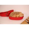 Handmade Cotton Bread Basket Set (3), Red Jute Rope, 12x22x5 cm