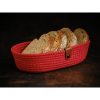 Handmade Cotton Bread Basket Set (3), Red Jute Rope, 12x22x5 cm