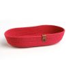 Handmade Cotton Bread Basket Set (3), Red Jute Rope, 12x22x5 cm