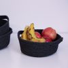 Handmade Cotton Basket Set (3 Pieces), Black, 20x20x8 cm