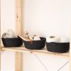Handmade Cotton Basket Set (3 Pieces), Black, 20x20x8 cm