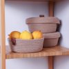 Handmade Cotton Basket Set (3 Pieces), Beige, 15x15x7 cm