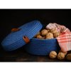 Handmade Cotton Basket Set (3 Pieces), Blue, 20x20x9 cm