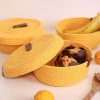 Handmade Cotton Basket Set (3 Pieces), Yellow, 20x20x9 cm