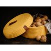 Handmade Cotton Basket Set (3 Pieces), Yellow, 20x20x9 cm