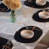 Handmade Black Table Mat Set (6 Pieces) with Knife Holder