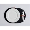 Handmade Black Table Mat Set (6 Pieces) with Knife Holder