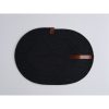 Handmade Black Table Mat Set (6 Pieces) with Knife Holder
