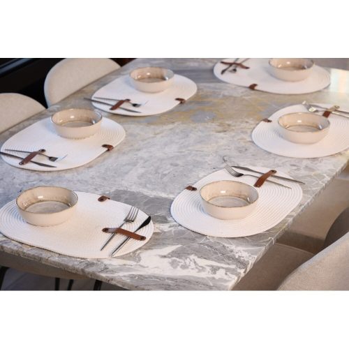 Handmade Cotton Jute Table Mat Set (6 Pieces) | Ecru