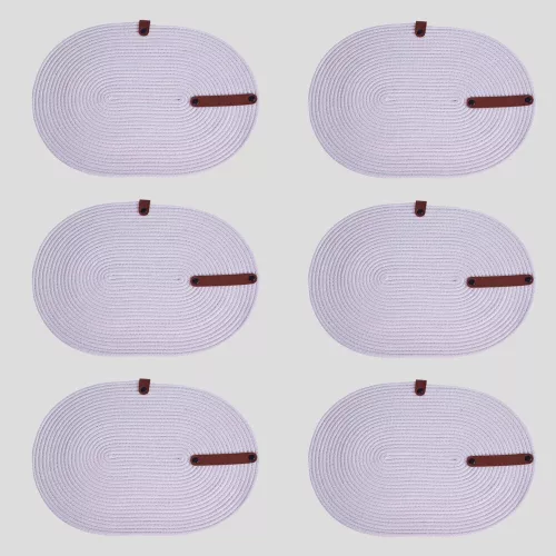 Handmade Cotton Jute Table Mat Set (6 Pieces) | Ecru
