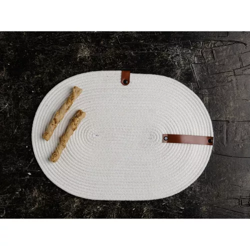 Handmade Cotton Jute Table Mat Set (6 Pieces) | Ecru