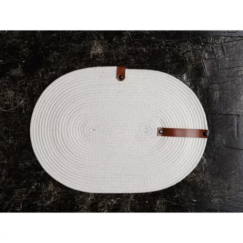 Handmade Cotton Jute Table Mat Set (6 Pieces) | Ecru