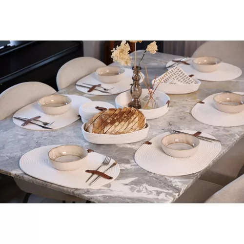 Handmade Cotton Jute Table Mat Set (6 Pieces) | Ecru