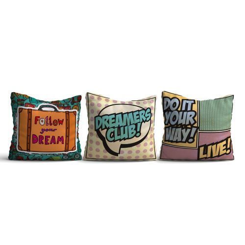 3-Piece Cushion Cover Set, 43x43 cm, Cotton-Polyester