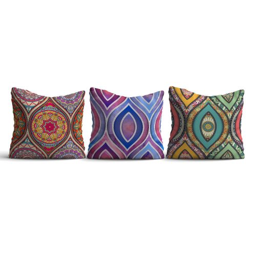3-Piece Cushion Set, 43x43 cm, Washable, Silicone Fill