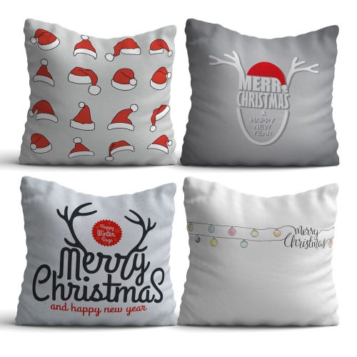 4-Piece Cushion Set, 43x43 cm, Cotton-Polyester Blend, Washable