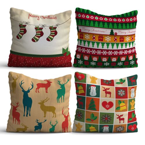 4-Piece Cushion Set, 43x43 cm, Cotton-Polyester Blend, Washable