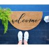 100% Coconut Fiber Coco Doormat, 70 x 40 cm, Brown & Black