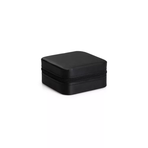 Elegant Black PU Leather Jewellery Box, 10x10x5.5 cm