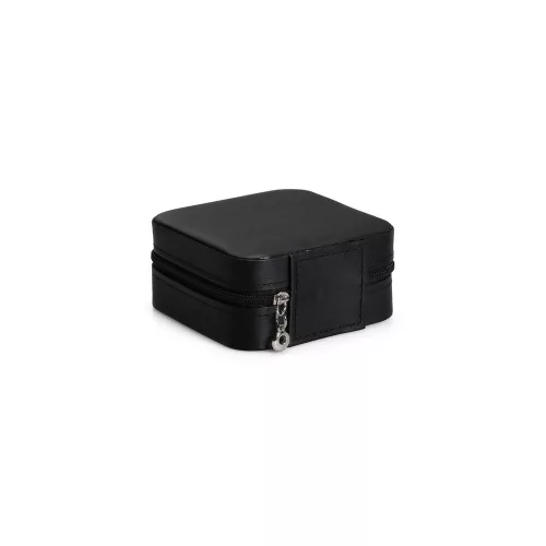Elegant Black PU Leather Jewellery Box, 10x10x5.5 cm