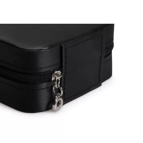 Elegant Black PU Leather Jewellery Box, 10x10x5.5 cm