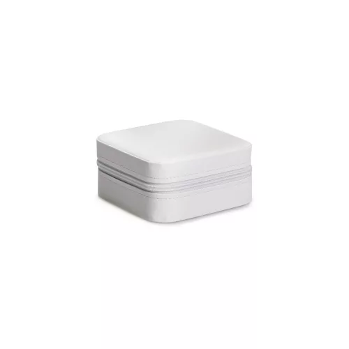 Elegant White PU Leather Jewellery Box, 10x10x5.5 cm