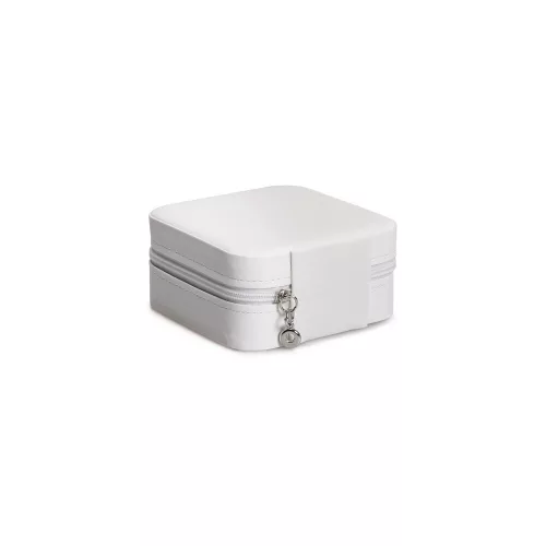 Elegant White PU Leather Jewellery Box, 10x10x5.5 cm