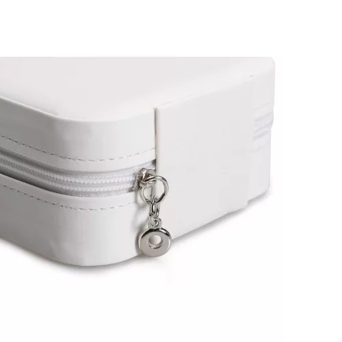 Elegant White PU Leather Jewellery Box, 10x10x5.5 cm