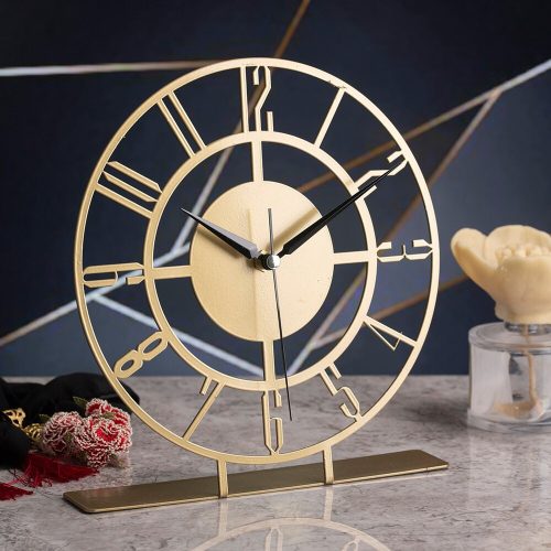 Elegant Gold Decorative Clock, 25 cm, Metal, Silent