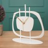 White Decorative Clock, Metal, 21x23cm | Silent Mechanism