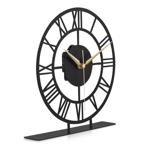 Black Metal Decorative Clock, 25 cm | Silent Mechanism