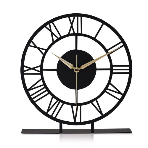 Black Metal Decorative Clock, 25 cm | Silent Mechanism
