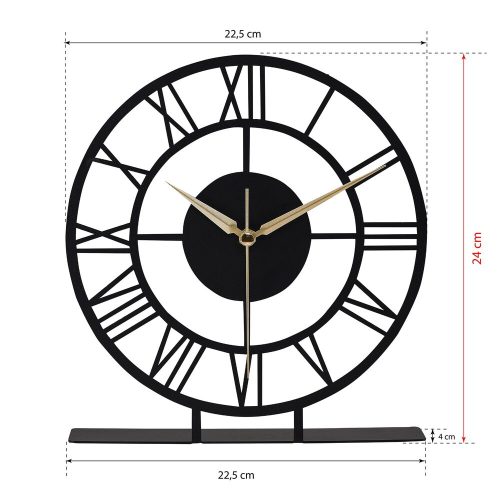 Black Metal Decorative Clock, 25 cm | Silent Mechanism