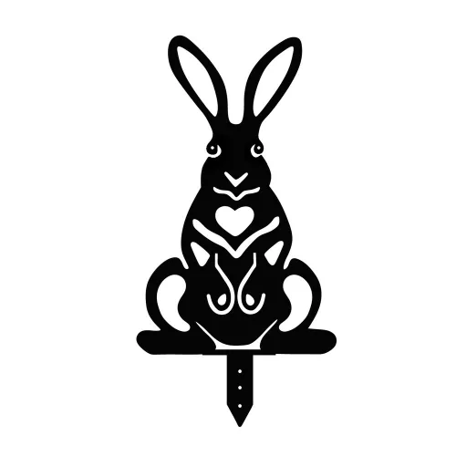 Decorative Black Metal Rabbit Set (4 Pieces), 100% Metal