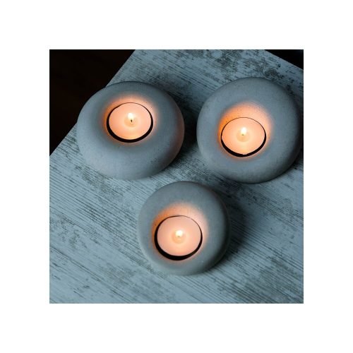 Donut Concrete Candlestick Set (3 Pieces) - Grey