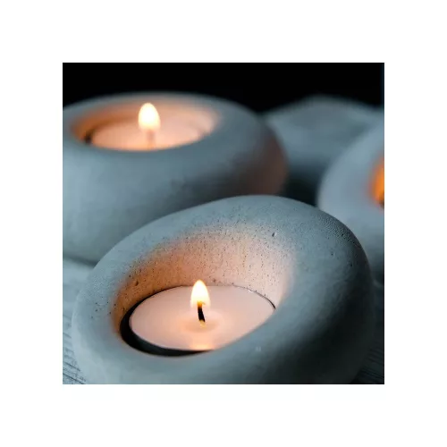 Donut Concrete Candlestick Set (3 Pieces) - Grey