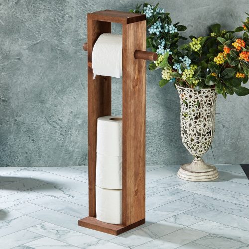 Natural Wooden Toilet Paper Holder, 61 cm | Stylish & Functional