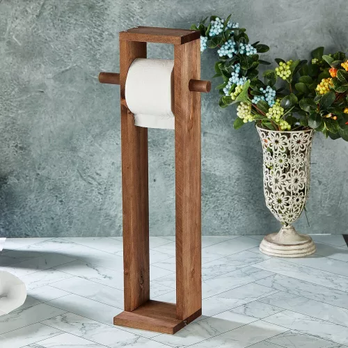 Natural Wooden Toilet Paper Holder, 61 cm | Stylish & Functional