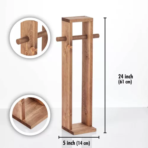 Natural Wooden Toilet Paper Holder, 61 cm | Stylish & Functional