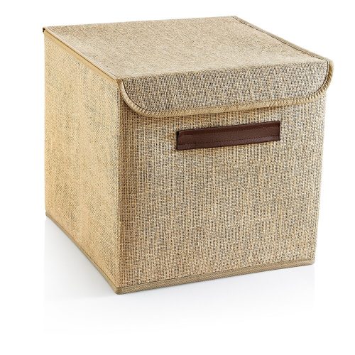 Light Brown Jute Felt Storage Box, 30x30x30 cm | Durable & Stylish