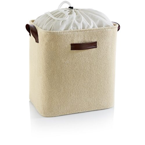 Elegant Cream Felt Basket, 55L, 100% Terrycloth, 40x50x30