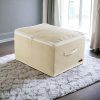 Elegant Cream Felt Storage Box, 42x23x34 cm | 100% Terrycloth, Easy Clean