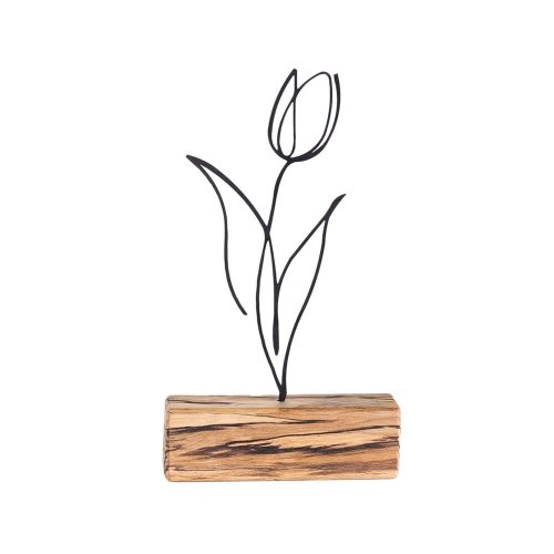 Elegant Black Decorative Object, 100% Metal & Wood, 17x30x3.5 cm