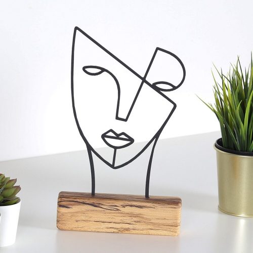 Elegant Black Decorative Object, 100% Metal & Wood, 17x30x3.5 cm