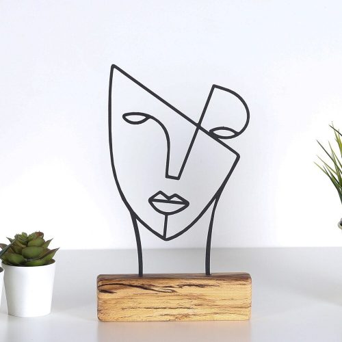 Elegant Black Decorative Object, 100% Metal & Wood, 17x30x3.5 cm