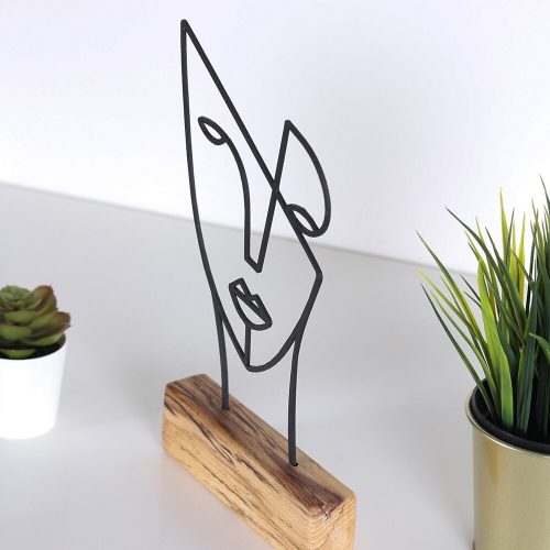 Elegant Black Decorative Object, 100% Metal & Wood, 17x30x3.5 cm