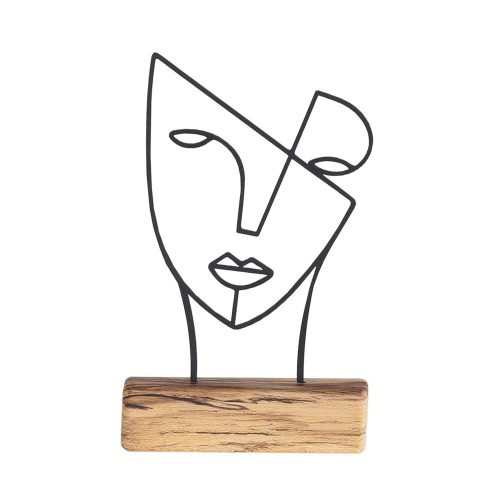 Elegant Black Decorative Object, 100% Metal & Wood, 17x30x3.5 cm