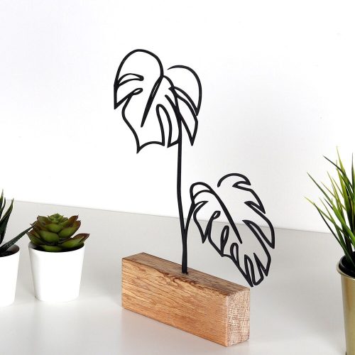 Elegant Black Decorative Object, 100% Metal & Wood, 17x30x3.5 cm